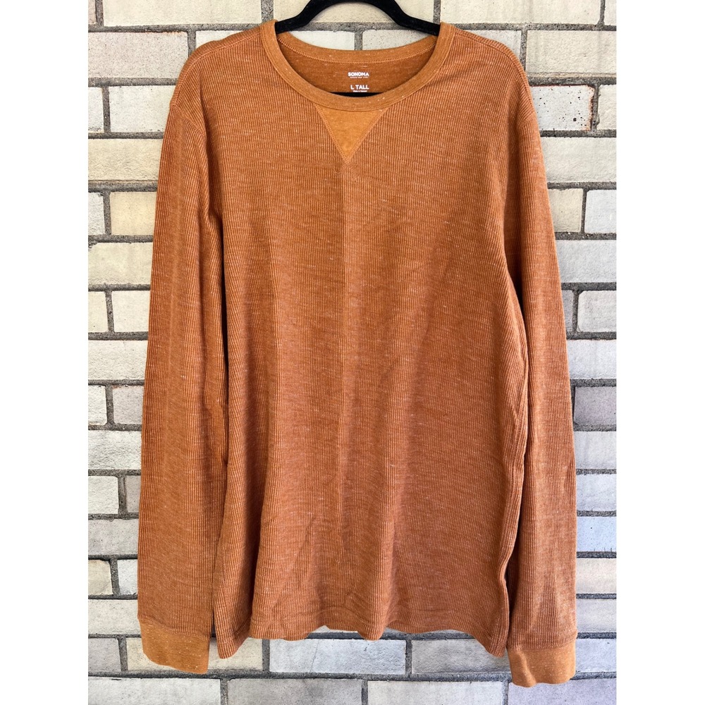 Sonoma Orange Ribbed Thermal Long Sleeve Shirt Men's Size Large Tall